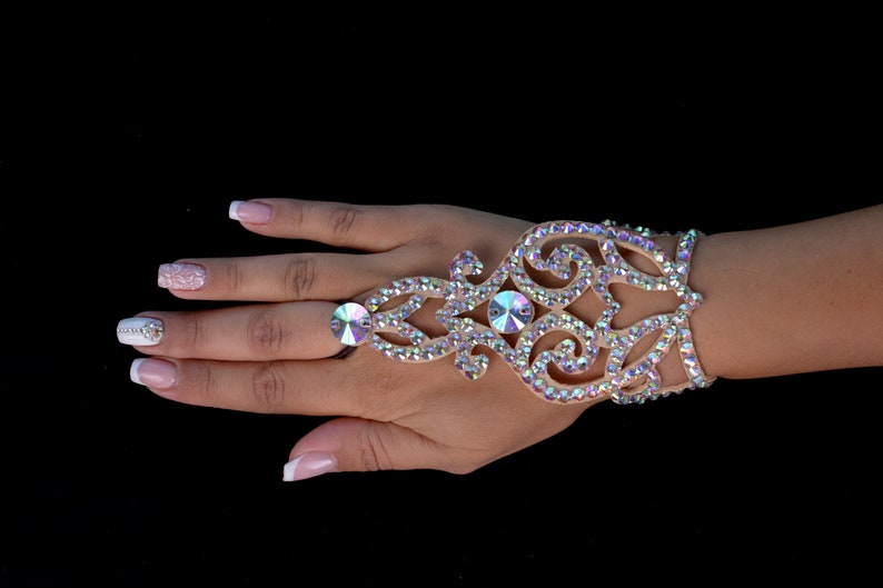 Bracelet by Amalia Design, slave hand bracelet, ballroom dance bracelet, ballroom hand bracelet, belly dance jewelry, bellydance bracelet image 3