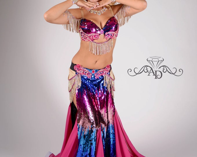 Bellydance costume, belly dance outfit, bellydance dress, oriental costume, sequined belly dance costume, bellydance suit, mermaid costume