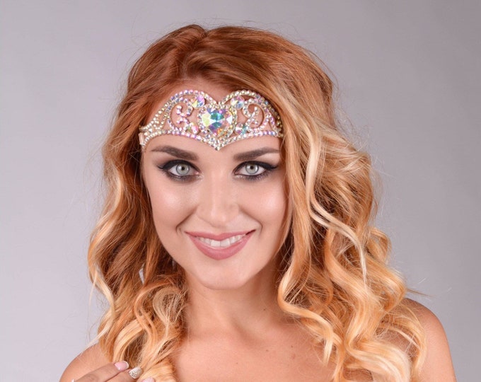 Heart headpiece by Amalia Design, ballroom dance jewelry, dance head jewelry, dance hair accessories, ballroom hair piece, dance headpiece