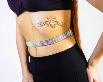 Rhinestone belly belt for dance, leather belt, crystal belt, ballroom dance belt, rhinestone belt, ballroom jewelry belt, crystal waist belt