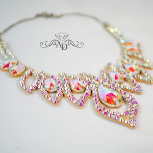 Collar de baile de cristal, joyería de baile de salón, joyería de bailarina del vientre, collar de diamantes de imitación, collar de baile latino, accesorios de baile de salón
