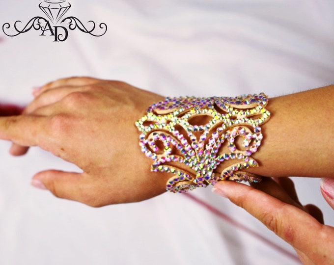 Crystal bracelet by Amalia Design, ballroom bracelet, belly dance jewelry, ballroom dance jewelry, rhinestone bracelet, latin dance bracelet
