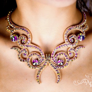 Collar de baile de cristal de Amalia Design, joyería de salón, collar de salón, joyería de danza del vientre, collar de diamantes de imitación, collar de baile latino