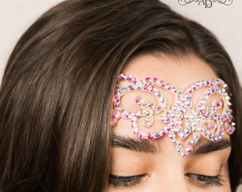 Crystal headpiece, forehead jewelry, bellydance headdress, ballroom hair jewelry, dance hair accessories, belly dance headpiece, head piece