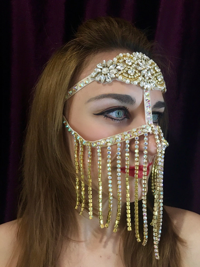 Rhinestone face mask head chain jewelry face chain jewelry Etsy