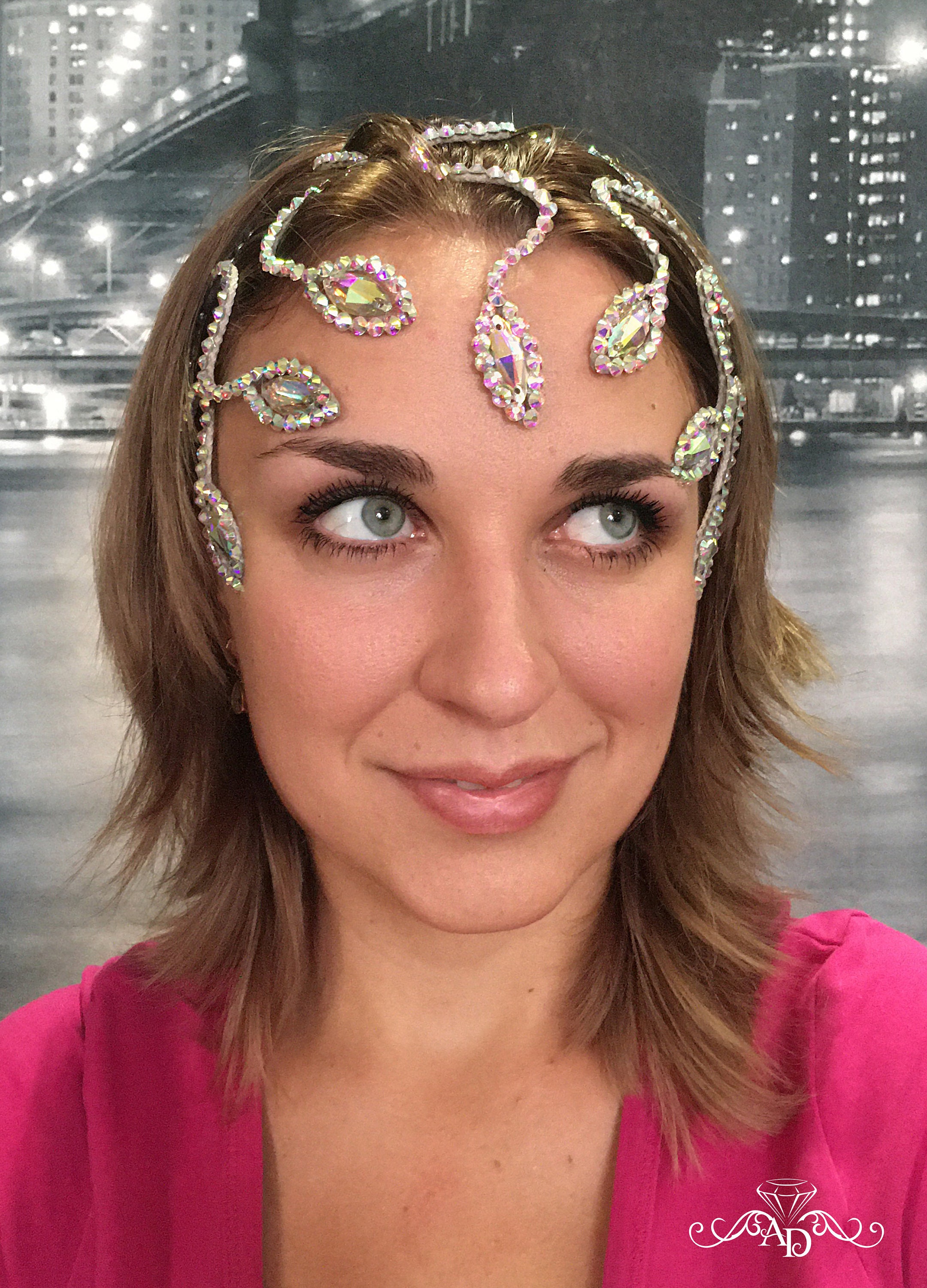 Head jewelry by Amalia Design, hair accessories, dance head jewelry