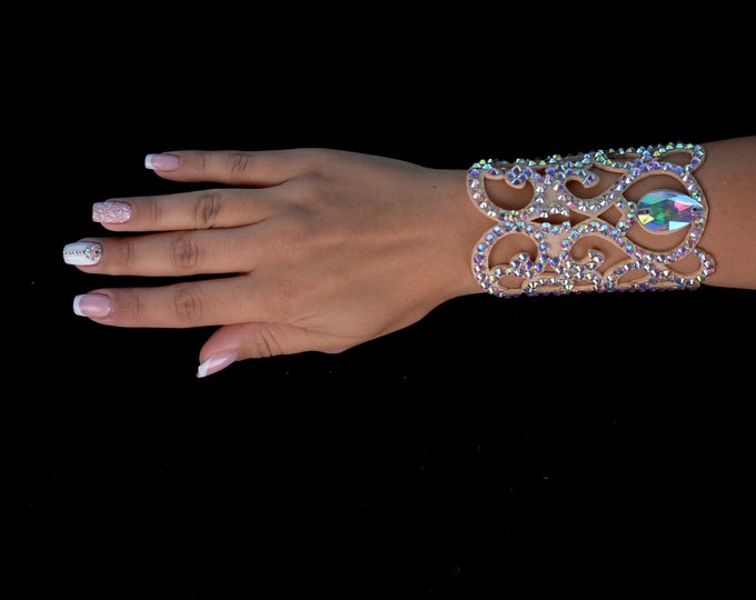 Bracelet for the hand "Lina" by Amalia Design, ballroom bracelet, belly dance jewelry, ballroom jewelry, rhinestone bracelet