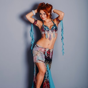 Bellydance costume MADE TO ORDER, belly dance outfit, bellydance dress, oriental costume, sequined belly dance costume