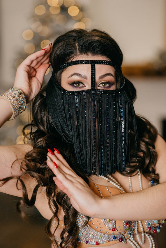 Buy Fringe Face Mask Black Girls Mask Face Chain Jewelry Online in India 