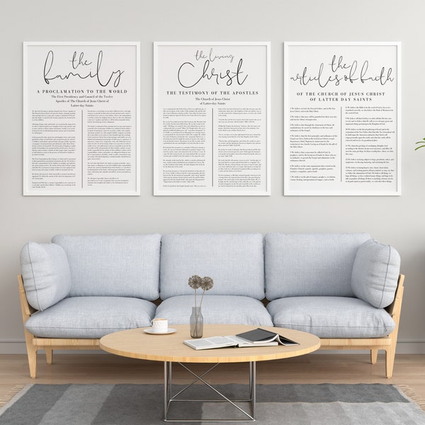 LDS Poster Trio ( The Living Christ, Family Proclamation, Articles of Faith) | Instant Download