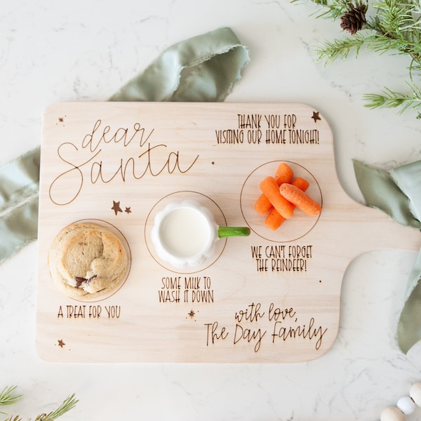 Personalized Santa Treat Board - Christmas Charcuterie - Santa Cookie Tray - Custom Santa Board - Santa Treat Tray - Cookies and Milk Tray