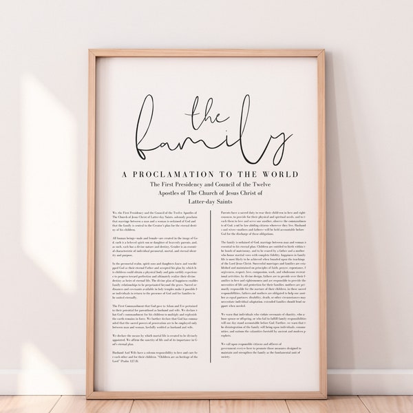 LDS Poster The Family Proclamation| Instant Download