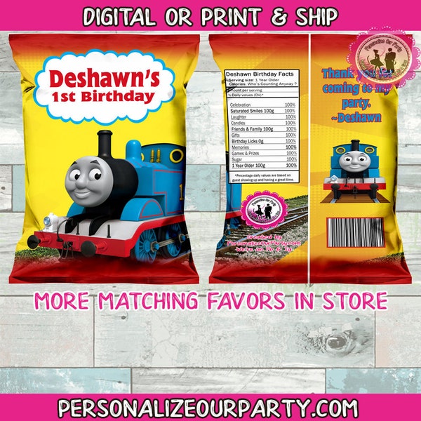 thomas the train personalized chip bag-thomas the train party favors-thomas the train party-digital-printed-thomas chip bag-party bag favors