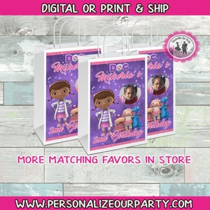 doc mcstuffins gift bags/labels-doc mcstuffins custom party favors-doc mcstuffins party bags-custom party bags-candy bags-digital-printed