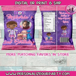 Doc mcstuffins chip bags/wrappers-Digital-printed-doc mcstuffins party favors-doc mcstuffins party decor and favors-personalized chip bags