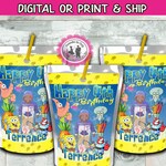 Spongebob Capri Sun Stickers Digital Printed Capri Sun Party Etsy