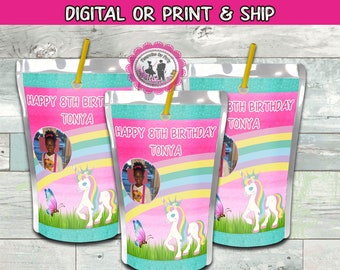 unicorn juice labels with photo-unicorn party favors-unicorn party supplies-unicorn digital party-first birthday party favors-unicorn favors