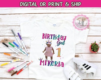 Rainbow unicorn custom photo birthday tshirt-digital tshirt transfer-birthday girl tshirt-digital-unicorn birthday-girl-unicorn party