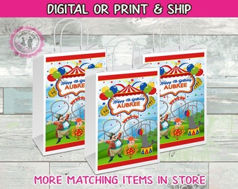 Circus party treat bags/labels-circus party favors-carnival party favors-digital-print-first birthday party favors-treat bags-circus party