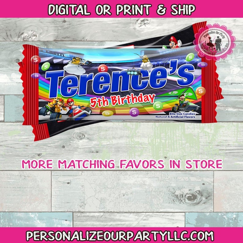 Mario Inspired Skittles Bag Wrappers Mario Party Favors Super Etsy