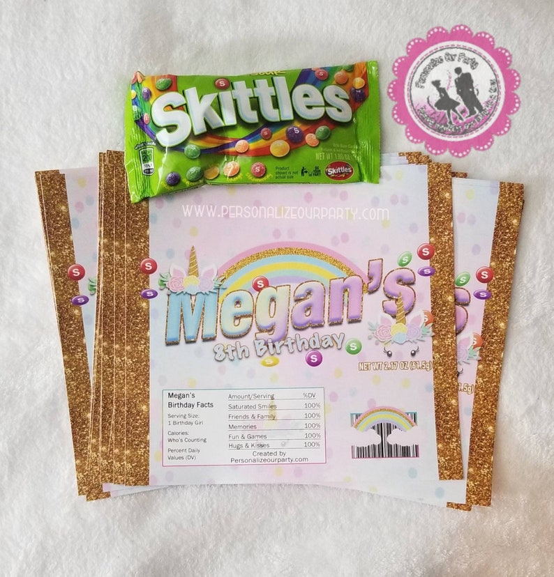 Download Unicorn skittles candy wrappers-digital or printed-unicorn | Etsy