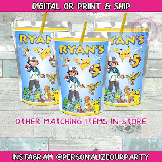 Pokemon Juice Pouch Stickers-digital-print-pokemon Juice Pouch Favors-pokemon  Birthday Party-pokemon-pokemon Juice-pokemon Party Decor 