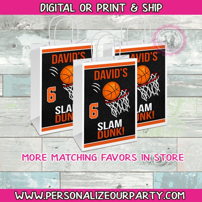 Basketball gift bags-candy party bags-digital-printed-basketball party bags-sports party bags-basketball candy bags-basketball decor