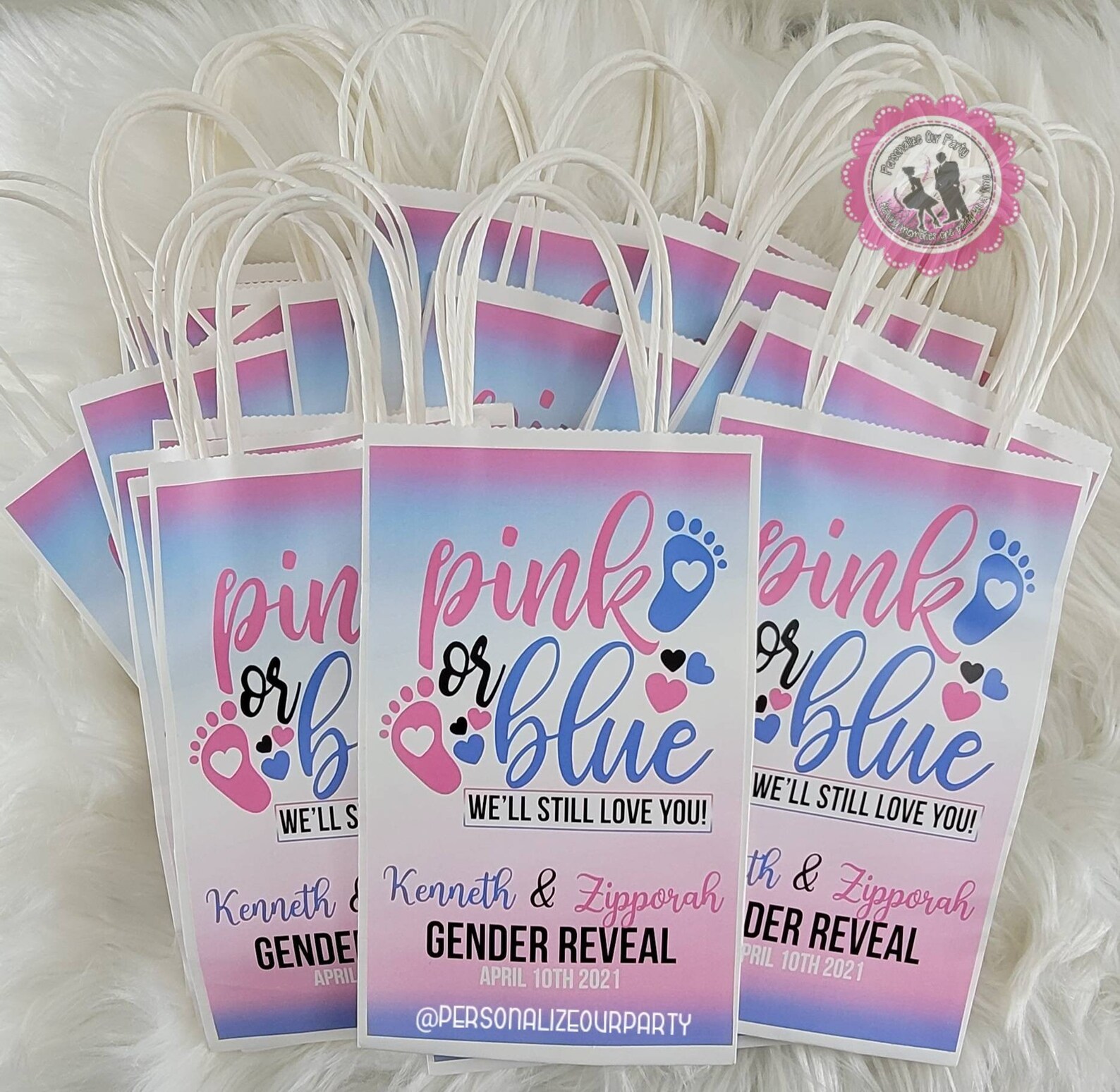 Pink or blue gender reveal gift bagsgift bag labelsgender Etsy