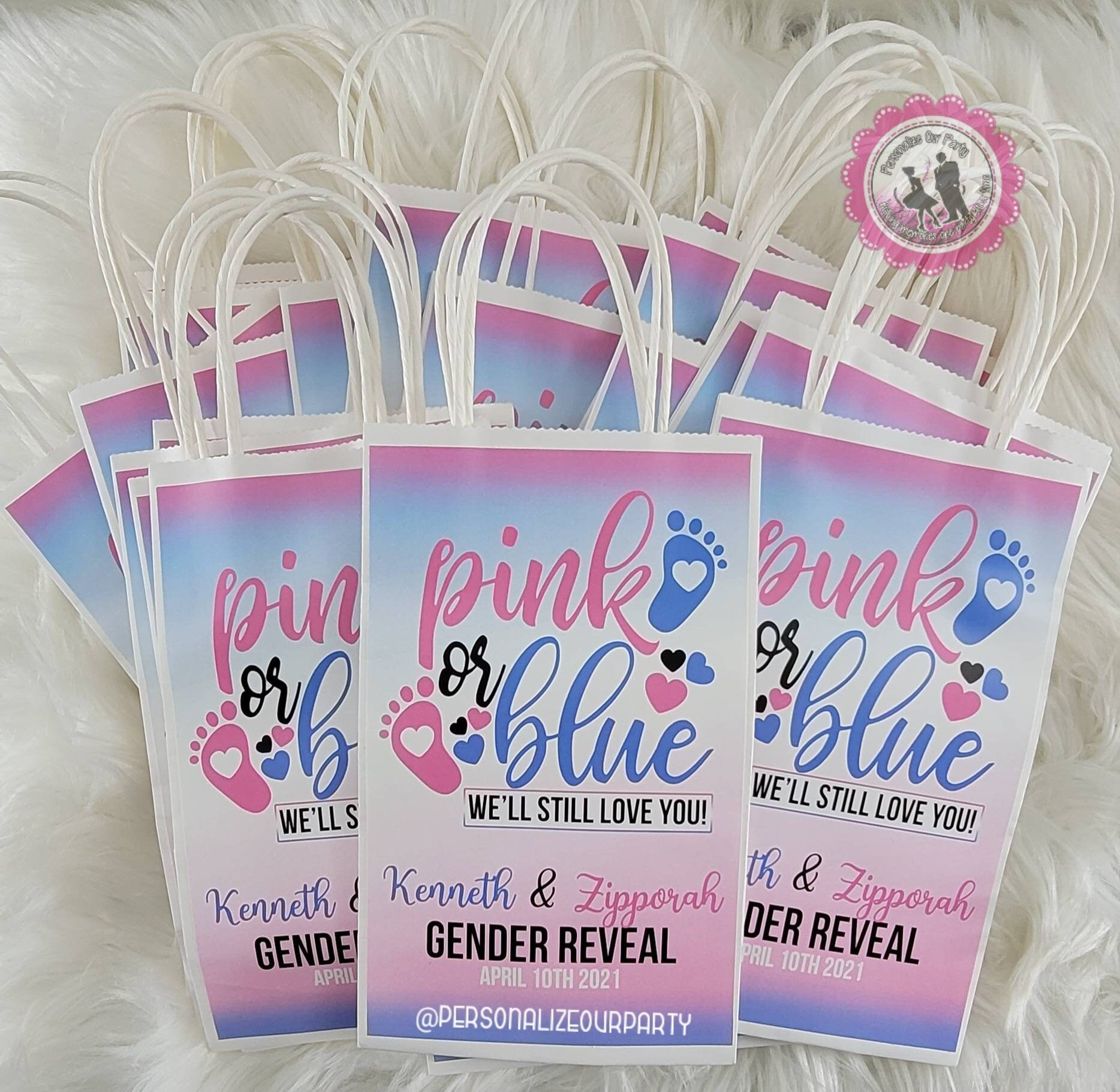 Pink or Blue Gender Reveal Gift Bagsgift Bag Labelsgender Etsy