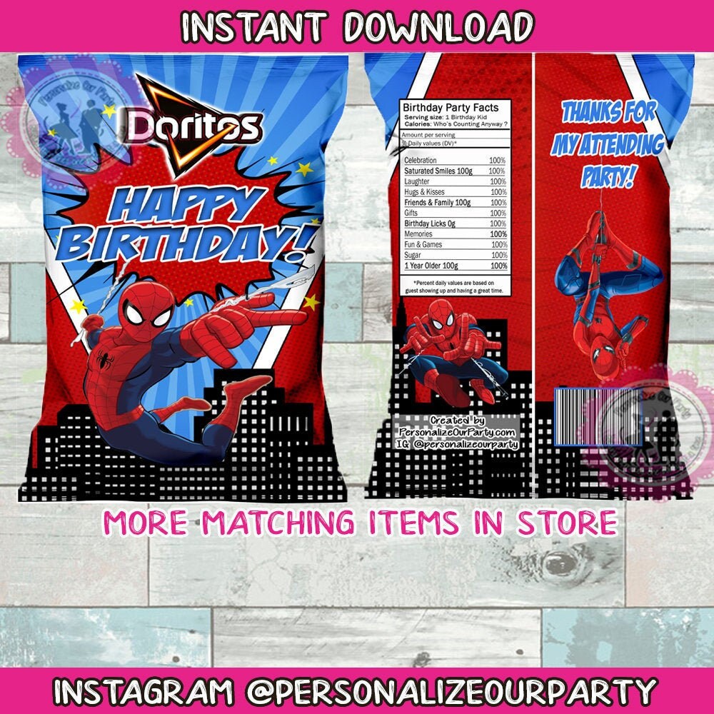 Party Favors SpiderMan Spiderman Birthday Capri Sun Labels