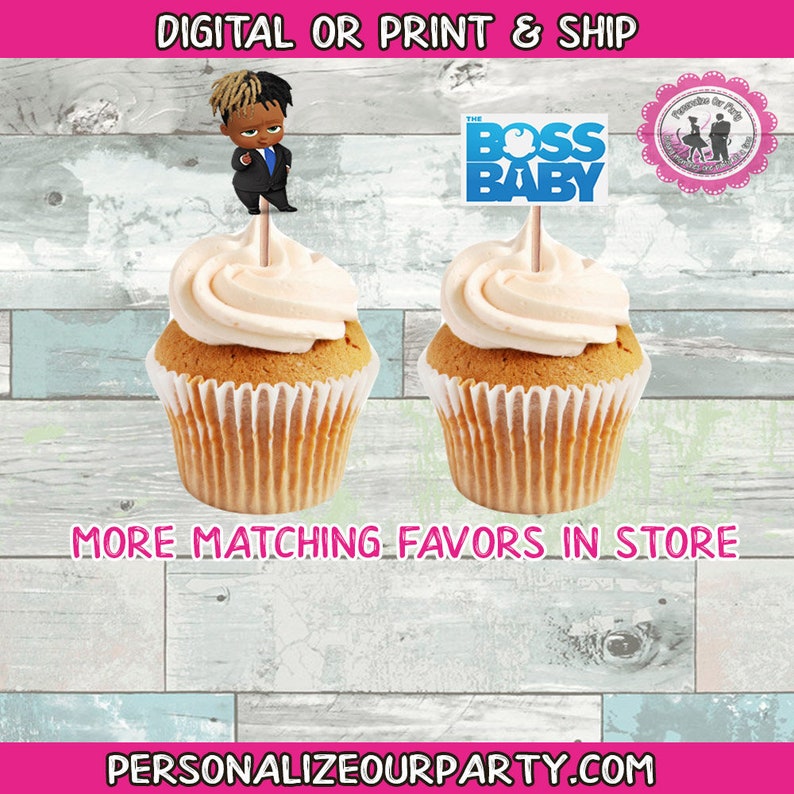 2in African American Boss Baby Inspired Cupcake 2in African American Boss Baby Inspired Cupcake