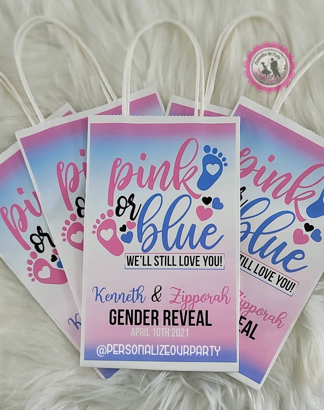 Pink or blue gender reveal gift bagsgift bag labelsgender Etsy