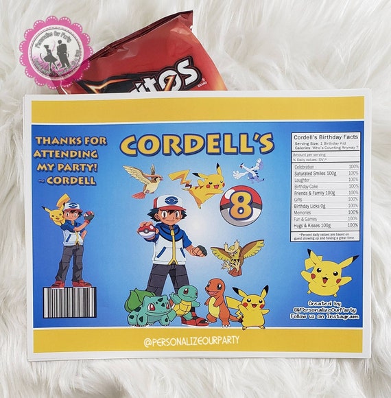 Involucri di chip bag ispirati ai Pokemon-stampati digitali-sacchetti di  bomboniere per feste pokemon-bomboniere personalizzate-sacchetti per feste  pokemon-sacchetti di chip pokemon -  Italia