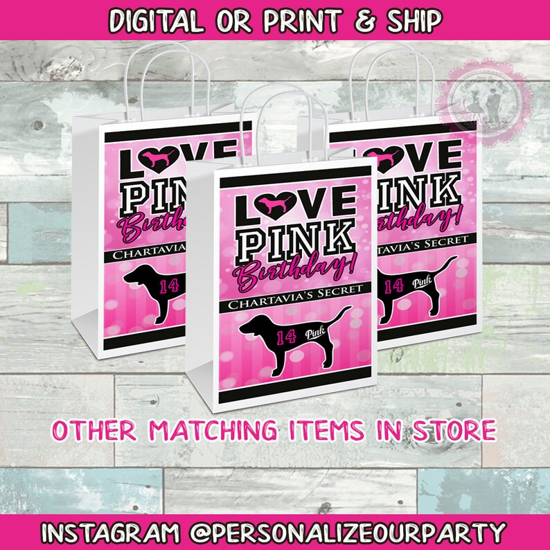 Victoria's Secret Gift Bags Love Pinkfavor Bagslove Pink Etsy