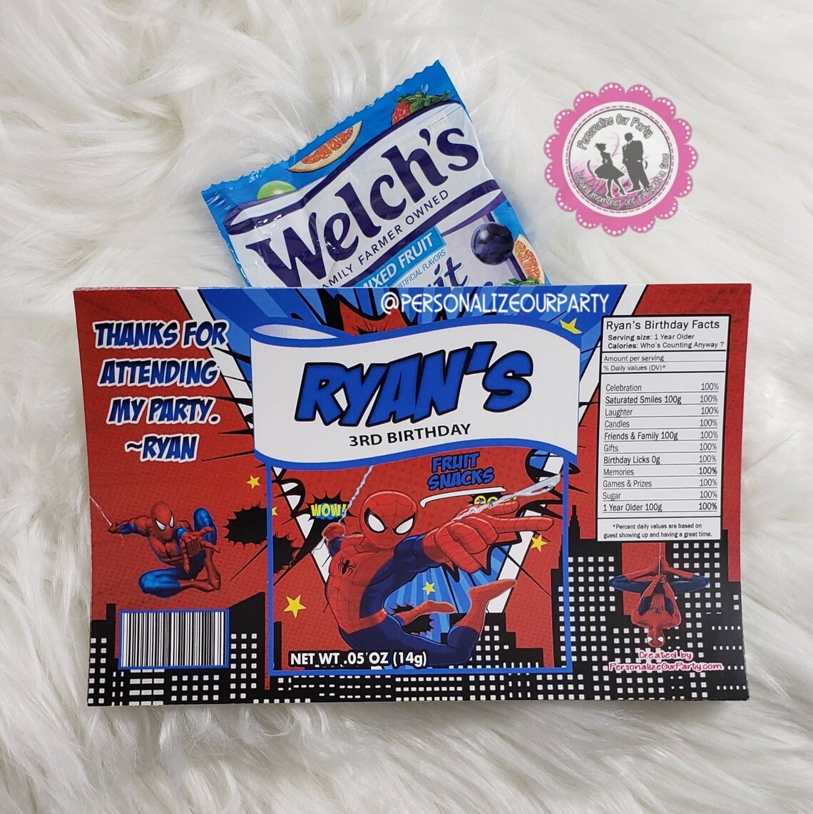 Spiderman Fruit Snacks/fruit Snack Wrappersspider Man Party Etsy