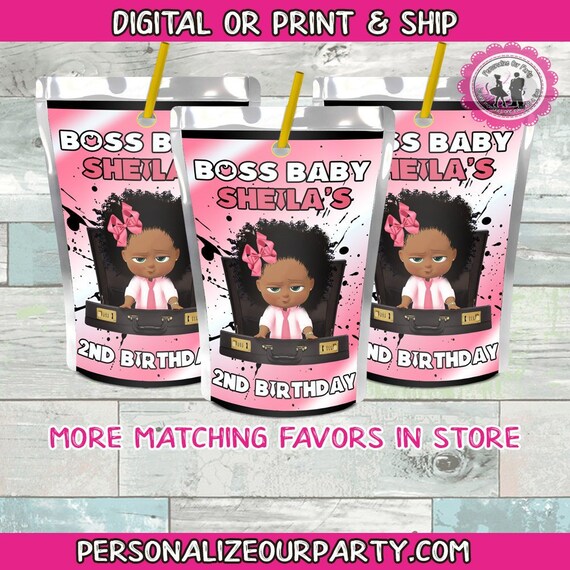 African American Boss Baby Girl Juice Pouch Etsy