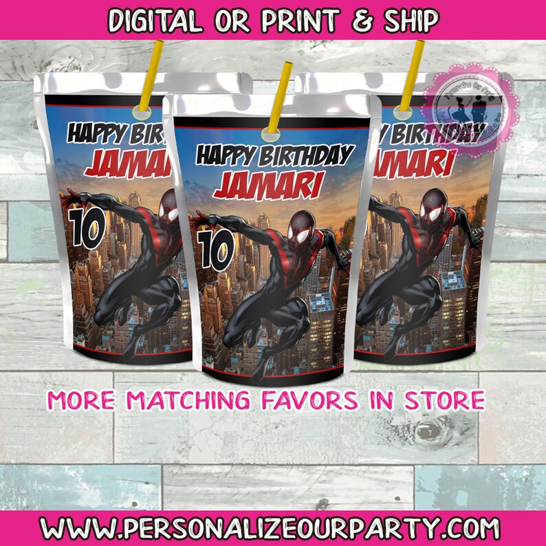 Spiderman Juice Pouch Labelsdigitalprintspiderman Party Etsy
