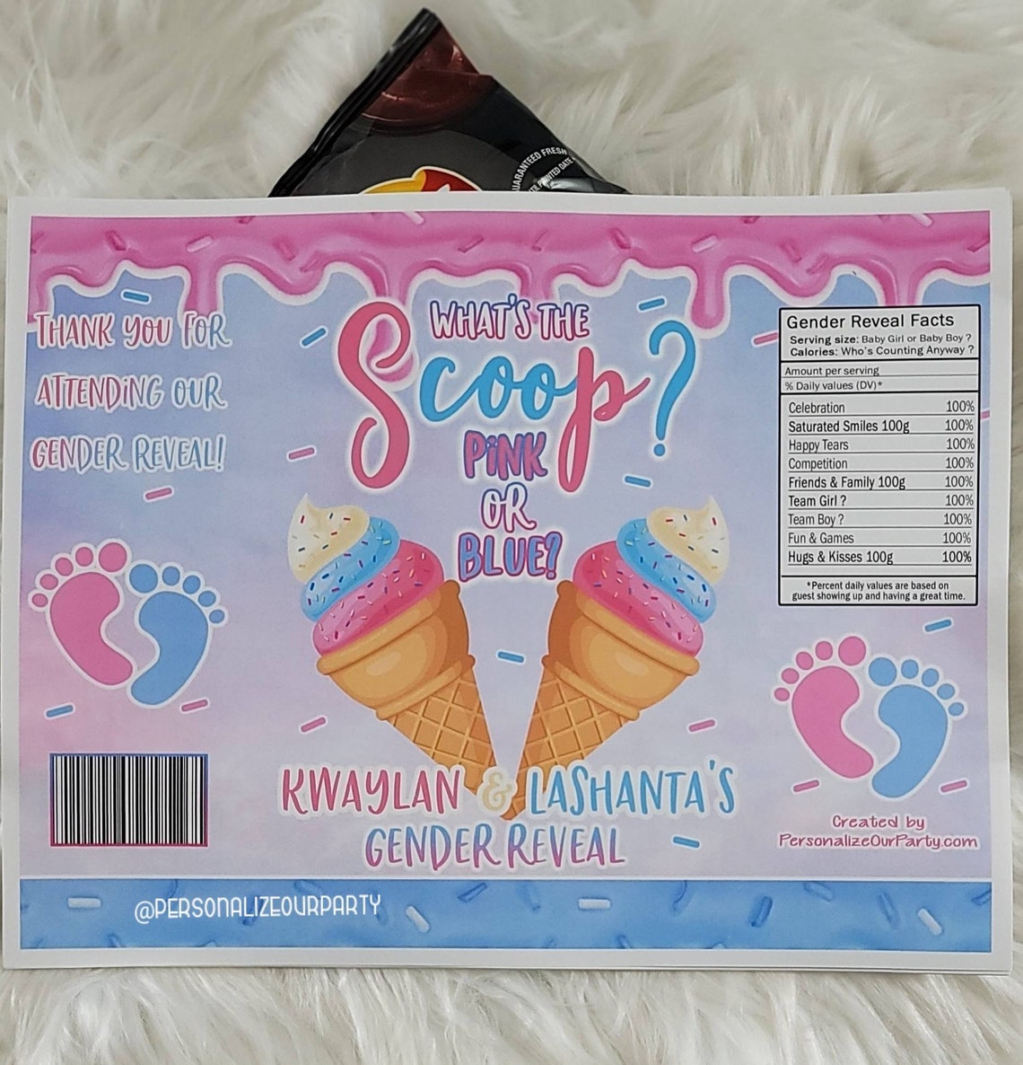 What's the Scoop Ice Cream Gender Reveal Chip Etsy