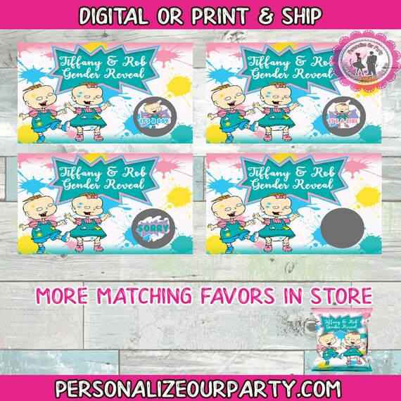 Gender Reveal Game Scratch Off Card Baby Twins Phil Lil Image 0