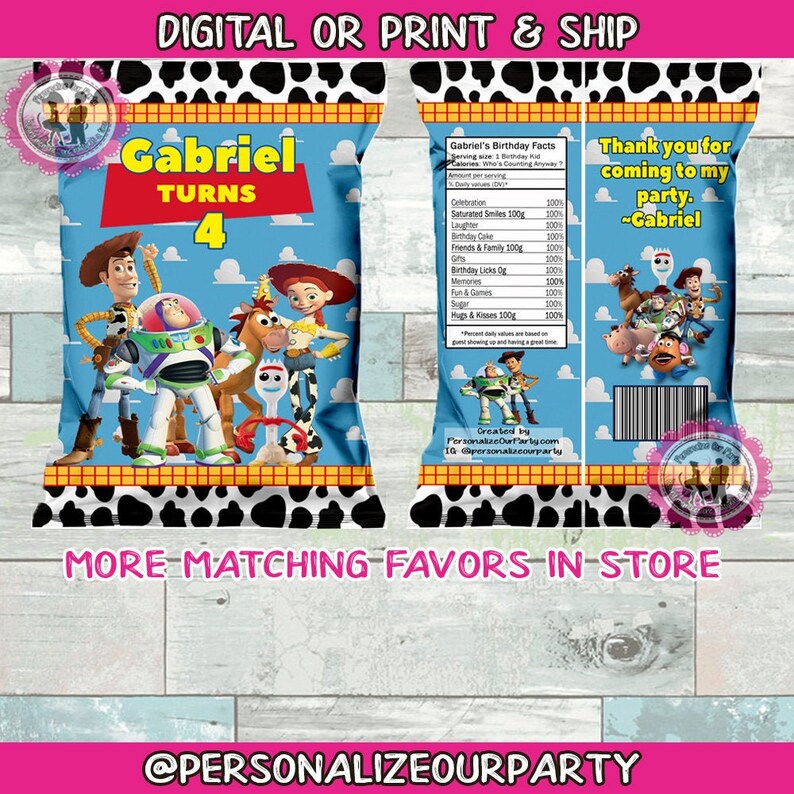 Toy Story Chip Bags/wrapperstoy Story Party Bagstoy Story Etsy