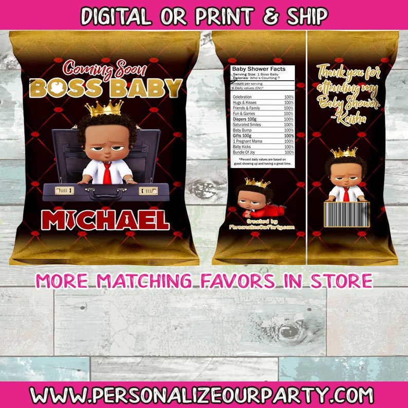 Red Boss Baby Baby Shower Chip Etsy