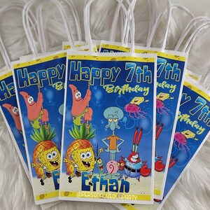 Spongebob Party Gift Bags/labels-digital-printed-spongebob Party Bags ...