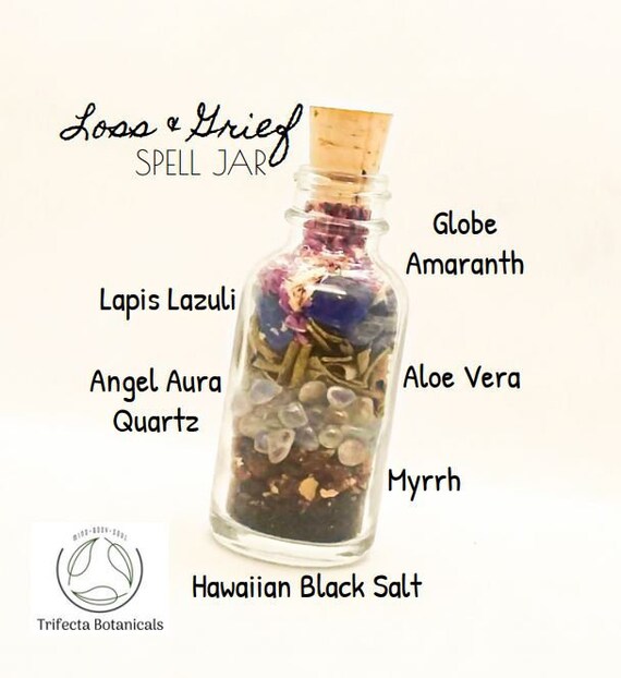 LOSS & GRIEF Spell Jar of Crystals Herbs Salt // Intention Etsy