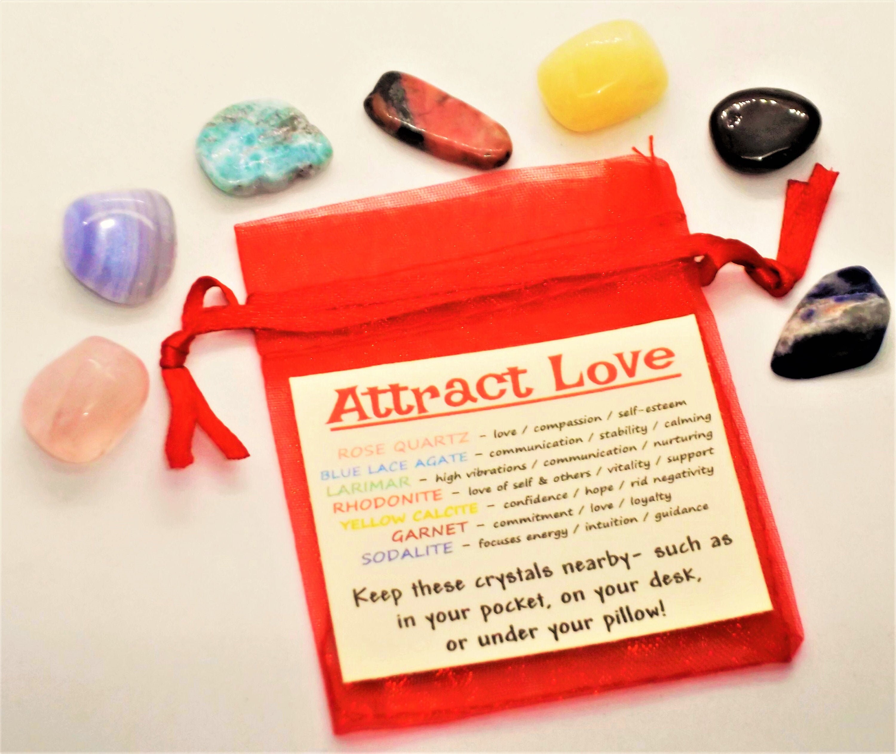 ATTRACT LOVE Crystal Set - Pocket Stones - Intention Spell Crystals -…