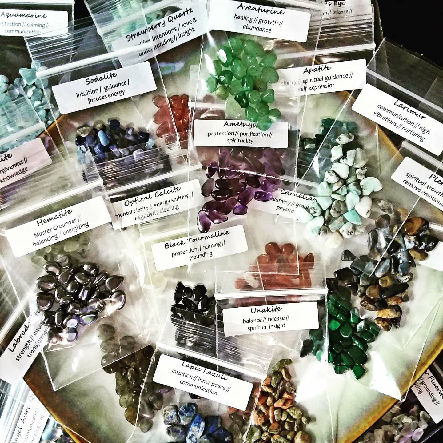 Mini Crystal Chips - Sample Bags of Tumbled Gemstones 1/4 oz EACH - S…