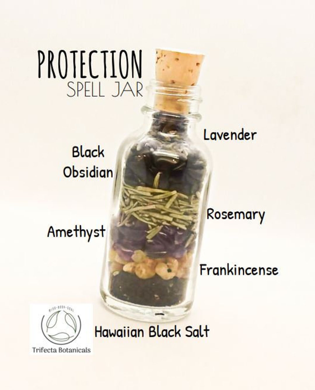PROTECTION Spell Jar of Crystals Herbs Salts // Full Moon Etsy