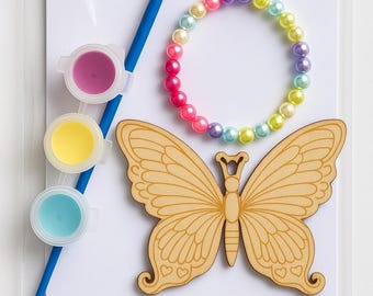 Wooden Butterfly Paint Kit | DIY Art Set with Bracelet