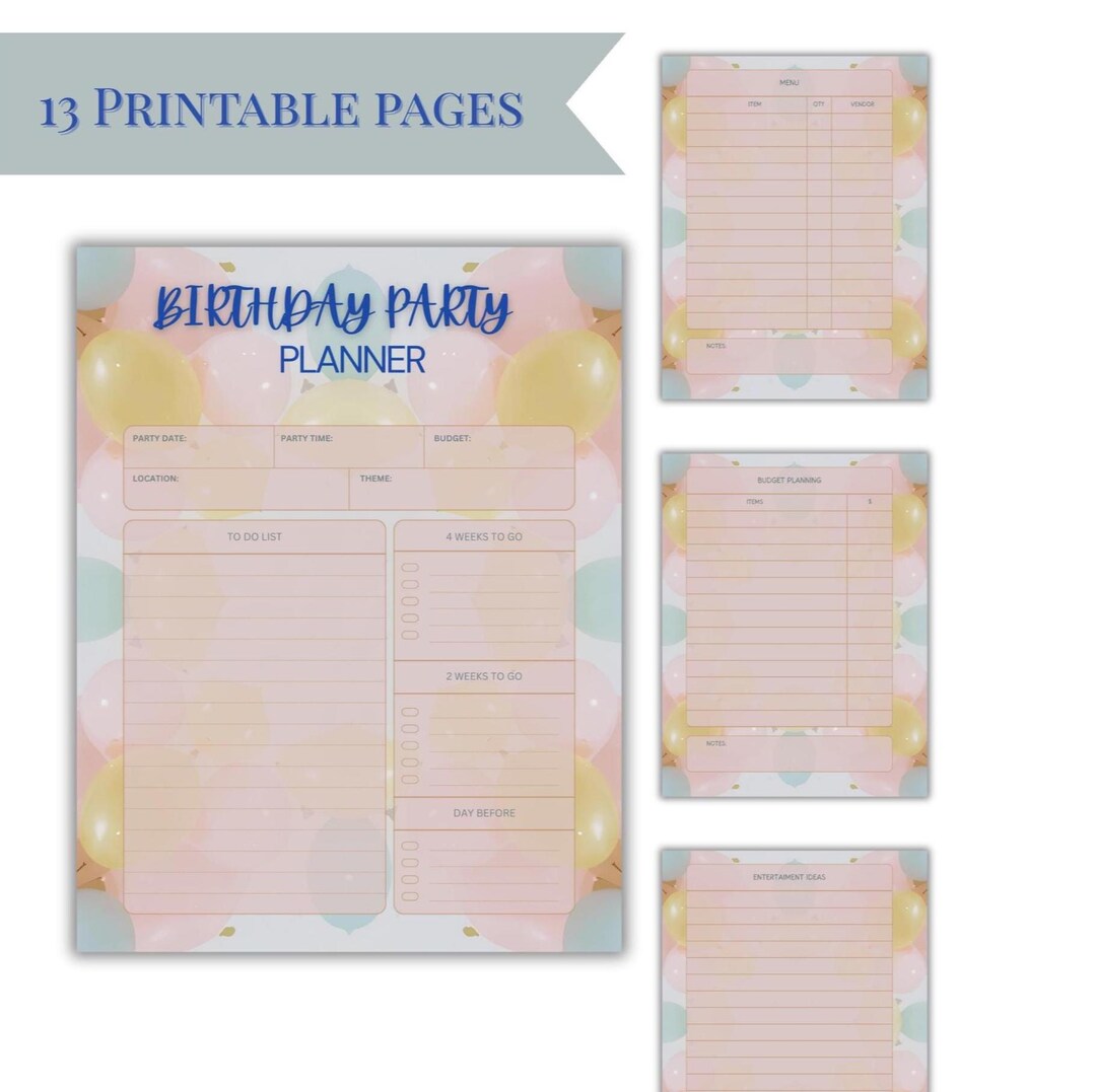 Printable Kids Birthday Party Planner | Cute Organizer for Busy Moms ...