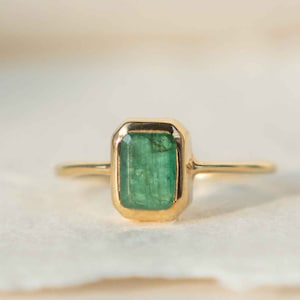 1ct Natural Emerald Ring in Gold Vermeil, May Birthstones, Statement Gemstone Birthday Anniversary Graduation Gifts, mom gift, birthday gift