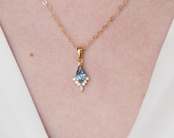 Aquamarine Necklace 14k Gold Filled Chain: March Birthstone, Aquamarine Pendant Bridal Wedding Something Blue Jewelry Gifts